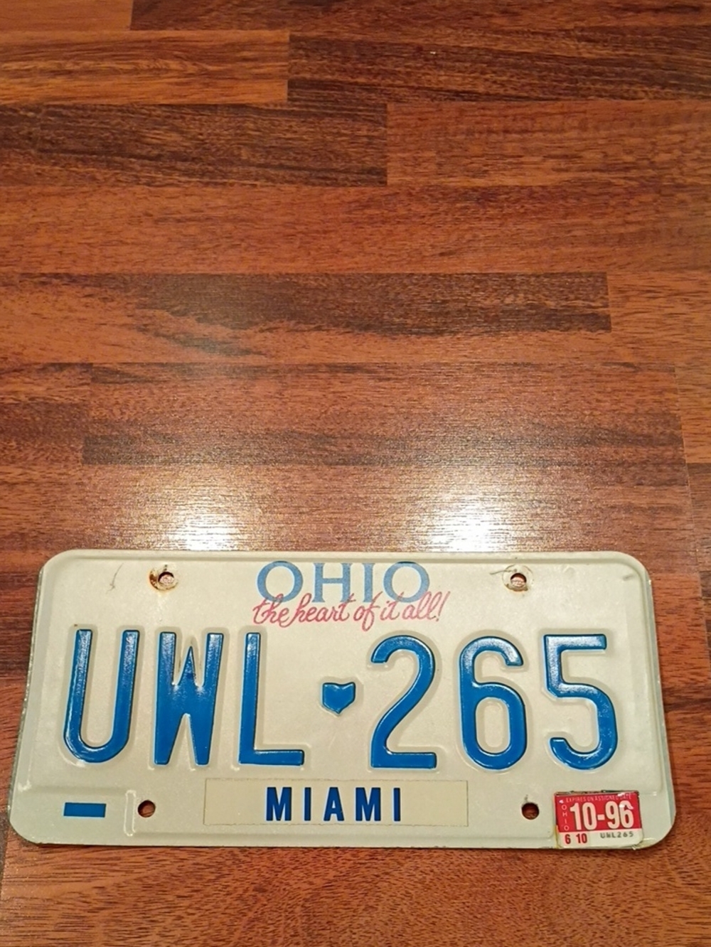 Ohio 1996 license plate